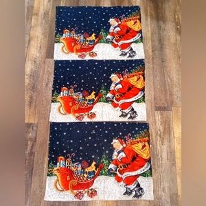 Vintage Tapestry Christmas Holiday Place Mats Double Sided Lot of 3 Santa Claus